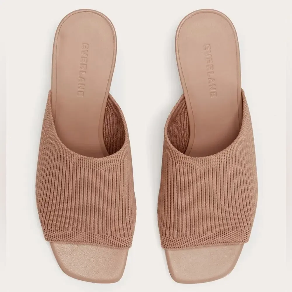 Everlane Glove Mule ReKnit Blush Tan Block Heel Sandal Size 8 Worn Once - Picture 2 of 10